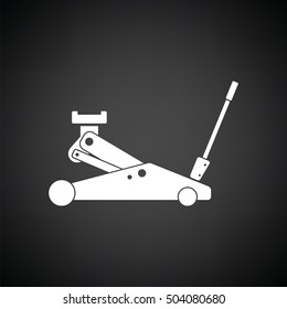 Hydraulic jack icon. Black background with white. Vector illustration.