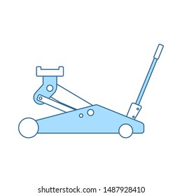 Hydraulic Jack Icon. Thin Line With Blue Fill Design. Vector Illustration.