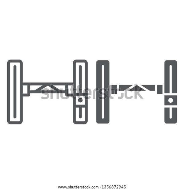 Hydraulic lift car line and glyph icon, auto and\
mechanic, car lifting sign, vector graphics, a linear pattern on a\
white background, eps\
10.