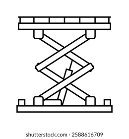 hydraulic lift platform civil engineer line icon vector. hydraulic lift platform civil engineer sign. isolated contour symbol black illustration