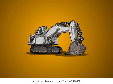 Hydraulic Mining excavator, giant mining heavy equipment illustration, perfect for your company design needs, presentations, mascot, logo, banner backgrounds or advertising.