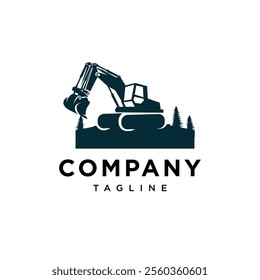 Hydraulic Mining Excavator Logo Icon vector