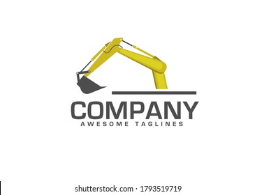Hydraulic mining excavator vector logo