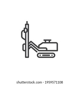 Hydraulic piling machine line icon. linear style sign for mobile concept and web design. Rig machine outline vector icon. Symbol, logo illustration. Vector graphics