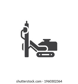 Hydraulic piling machine vector icon. filled flat sign for mobile concept and web design. Rig machine glyph icon. Symbol, logo illustration. Vector graphics