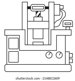 A hydraulic press machine with mini computer  - Manufacturing illustration - vector , icon 