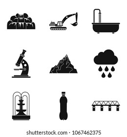 Hydraulic system icons set. Simple set of 9 hydraulic system vector icons for web isolated on white background