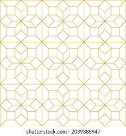 Hydraulic tiles pattern vector. Geometric pattern. Graphic modern pattern. Simple lattice graphic design. Gold lines. Abstract geometric graphic design print pattern