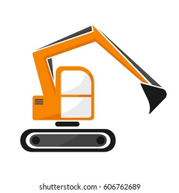 hydraulic tracked excavator of orange color. isolated