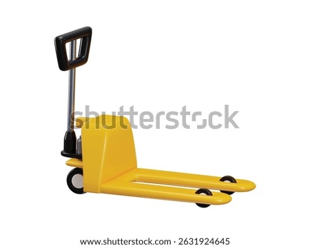 Hydraulic trolley icon 3d render concept of warehouse pallet jack, Logistic loading trolley vector illustration