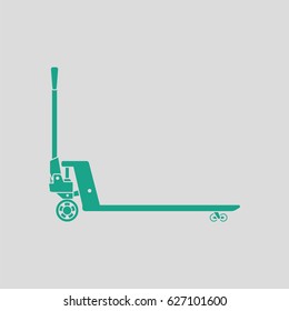 Hydraulic trolley jack icon. Gray background with green. Vector illustration.