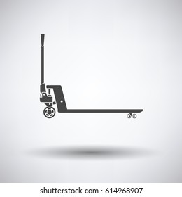 Hydraulic trolley jack icon on gray background, round shadow. Vector illustration.