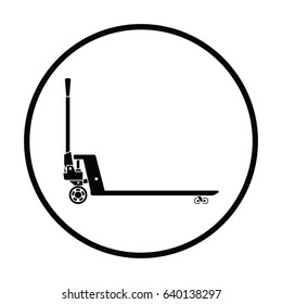 Hydraulic trolley jack icon. Thin circle design. Vector illustration.