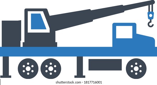 Hydraulic truck mounted mobile crane concept vector icon design, civil engineering and construction Symbol on White background, Heavy Equipment Industry Sign, 