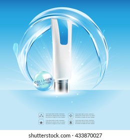 Hydro Booster Serum and Collagen Vitamin Background Skin Care.