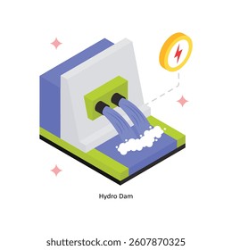 Hydro Dam Concept isometric Style Illustrations. Eps 10 File