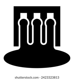 Hydro dam hydroelectric water power station hydropower energy technology plant powerhouse icon black color vector illustration image flat style