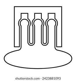 Hydro dam hydroelectric water power station hydropower energy technology plant powerhouse contour outline line icon black color vector illustration image thin flat style