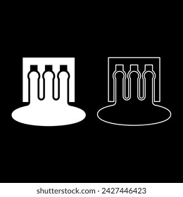 Hydro dam hydroelectric water power station hydropower energy technology plant powerhouse set icon white color vector illustration image solid fill outline contour line thin flat style