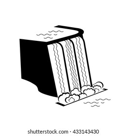 Hydro dam and hydropower, alternative and renewable energy supply source. Icon of water dam. Vector Illustration