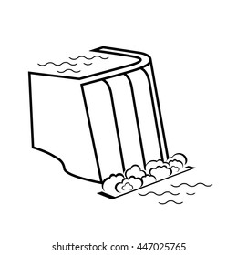 Hydro dam and hydropower, alternative and renewable energy supply source. Line icon of water dam. Vector Illustration