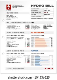 Hydro Electricity Utilities Bill Document Template Vector