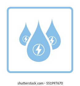 Hydro Energy Drops  Icon. Blue Frame Design. Vector Illustration.
