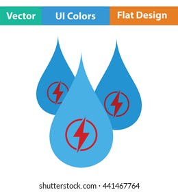 Hydro energy drops  icon. Flat color design. Vector illustration.