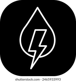 Hydro energy green city icon with black filled line outline style. water, electricity, power, hydroelectric, electric, energy, renewable. Vector Illustration