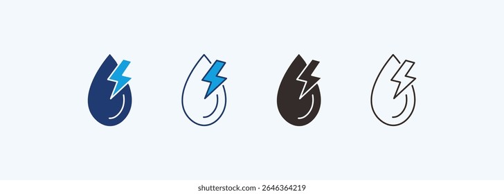 Hydro Energy Icon Set Coleção de Estilos Múltiplos