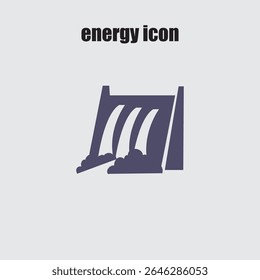Hydro energy illustration with water falling from a dam, demonstrating hydroelectric power generation and renewable energy.