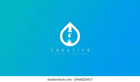 Hydro mulch, hydromulching work, hose and grass, logo design. Landscape design, lawn, landscaping and re vegetation, vector design and illustration