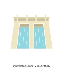 Hydro plant icon flat vector. Electric turbine. Station dam isolated