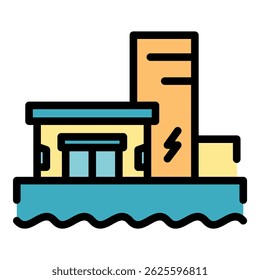 Hydro power ecology icon. Outline hydro power ecology vector icon color flat isolated