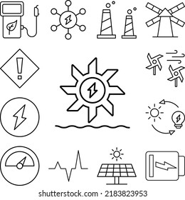 Hydro power, energy icon in a collection with other items
