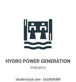 Hydro power generation glyph icon vector on white background. Flat vector hydro power generation icon symbol sign from modern industry collection for mobile concept and web apps design.