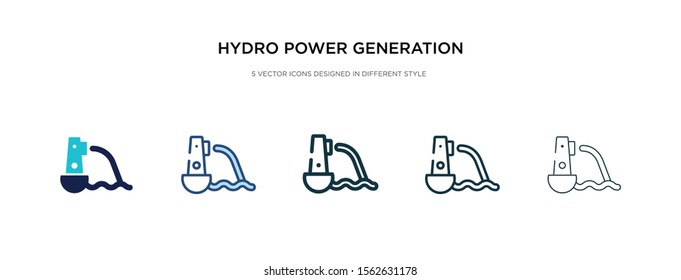 hydro power generation icon in different style vector illustration. two colored and black hydro power generation vector icons designed in filled, outline, line and stroke style can be used for web,