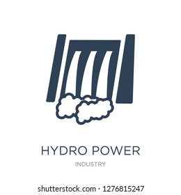 hydro power generation icon vector on white background, hydro power generation trendy filled icons from Industry collection, hydro power generation vector illustration