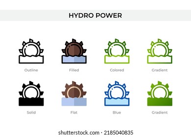Hydro power icon in different style. Hydro power vector icons designed in outline, solid, colored, filled, gradient, and flat style. Symbol, logo illustration. Vector illustration