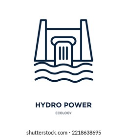 hydro power icon from ecology collection. Thin linear hydro power, hydro, energy outline icon isolated on white background. Line vector hydro power sign, symbol for web and mobile