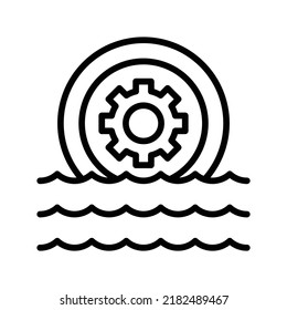 Hydro Power Icon. Line Art Style Design Isolated On White Background