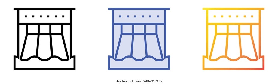 hydro power icon. Linear, Blue Fill and Gradient Style Design Isolated On White Background