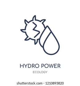 Hydro power icon. Hydro power linear symbol design from Ecology collection. Simple outline element vector illustration on white background.