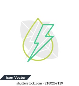 hydro power icon logo vector illustration. Lightning with water drop symbol template for graphic and web design collection
