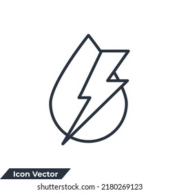 ilustración vectorial del icono de energía hidráulica. Relámpago con una plantilla de símbolo de caída de agua para la colección de diseño gráfico y web