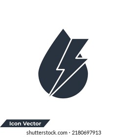 hydro power icon logo vector illustration. Lightning with water drop symbol template for graphic and web design collection