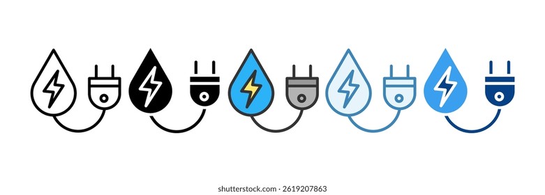Hydro Power Icon Set Multiple Style Collection