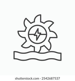 Hydro power icon in thin black lines
