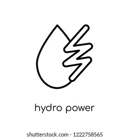 hydro power icon. Trendy modern flat linear vector hydro power icon on white background from thin line Ecology collection, outline vector illustration