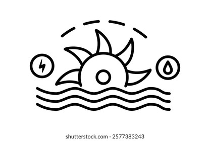 Hydro power icon vector. Outline Hydro power illustration for web, mobile apps, design. Hydro power vector symbol.